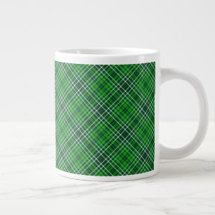 Caneca De Café Grande Padrão de Xadrez Verde Escuro e Floresta Verde