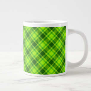 Caneca De Café Grande Padrão de Xadrez Verificado de Tartan Verde-57578