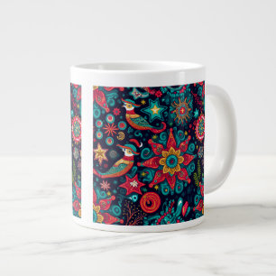 Caneca De Café Grande Padrão Decorativo de Natal Jumbo Mug