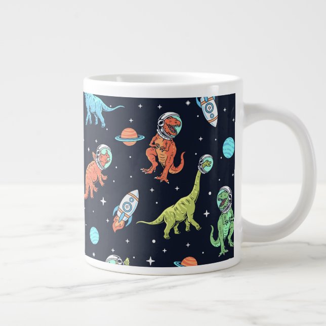 Caneca De Café Grande Padrão do Astronauta do Dinossauro para Crianças (Direita)