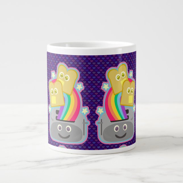 Caneca De Café Grande Padrão do brinde do Kawaii Rainbow (Frente)