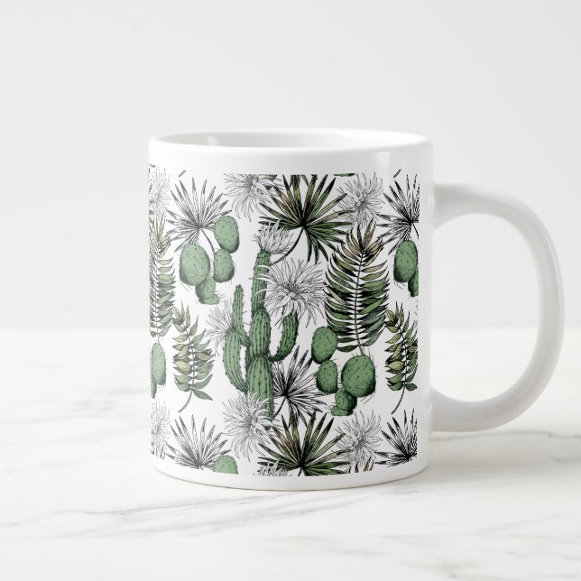 Caneca De Café Grande Padrão do Deserto de Cactus (Direita)