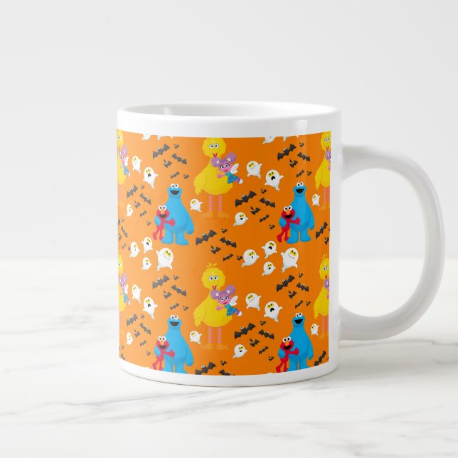 Caneca De Café Grande Padrão do Halloween Bats & Ghosts Street Sesame St (Direita)