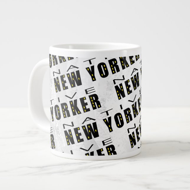 Caneca De Café Grande Padrão do New Yorker nativo (Frente Esquerda)