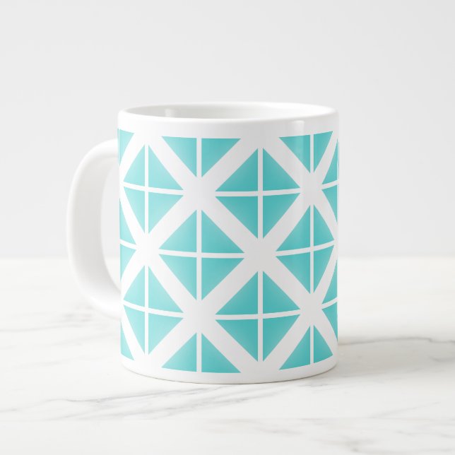 Caneca De Café Grande Padrão do Triângulo da Tendência Turquesa (Frente Esquerda)