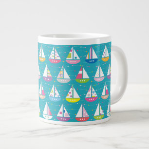 Caneca De Café Grande Padrão do veleiro Pastel