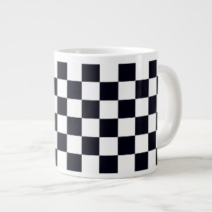 Caneca De Café Grande Padrão do Verificador Preto e Branco