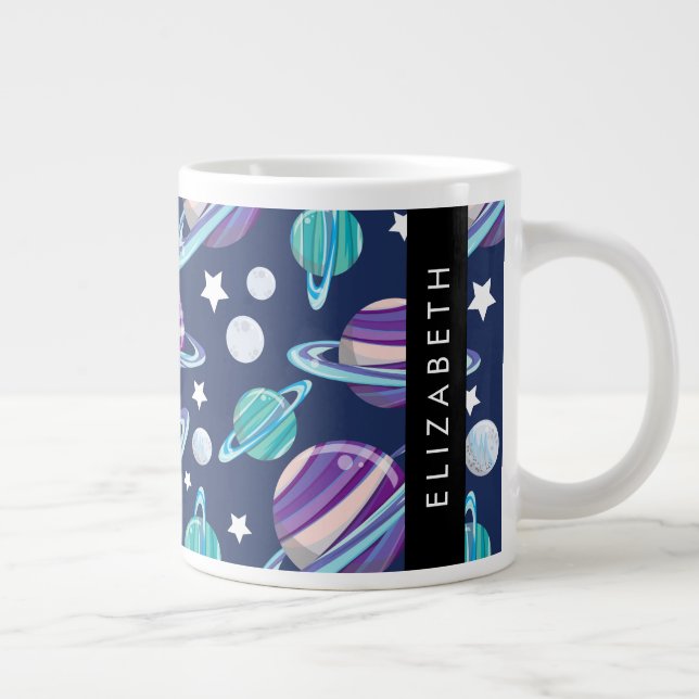 Caneca De Café Grande Padrão Espacial, Planetas, Estrelas, Galáxias, Seu (Direita)