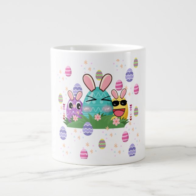Caneca De Café Grande Padrão estético e de óvulo de Páscoa fofo (Frente)