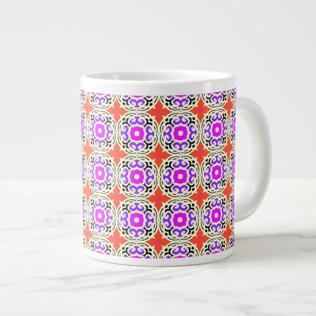 Caneca De Café Grande Padrão étnico com motivos marroquinos (Frente Esquerda)