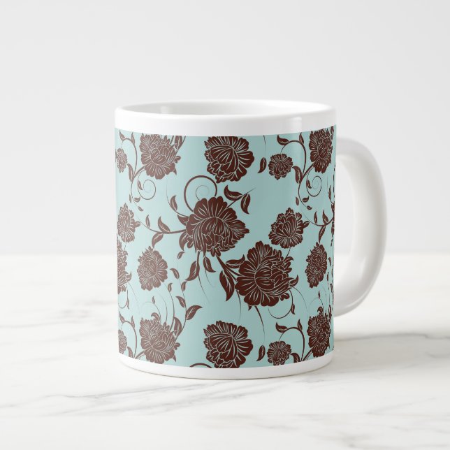 Caneca De Café Grande Padrão Floral 13 (Frente Esquerda)