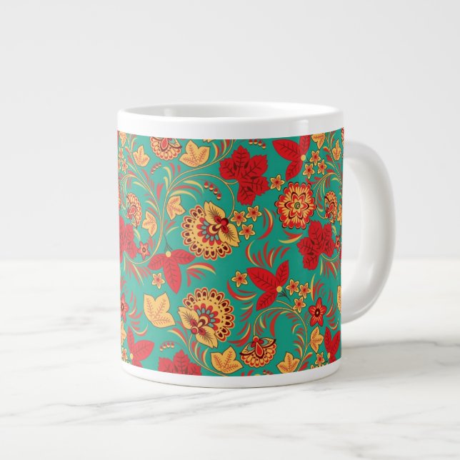 Caneca De Café Grande Padrão floral 2 (Frente Esquerda)
