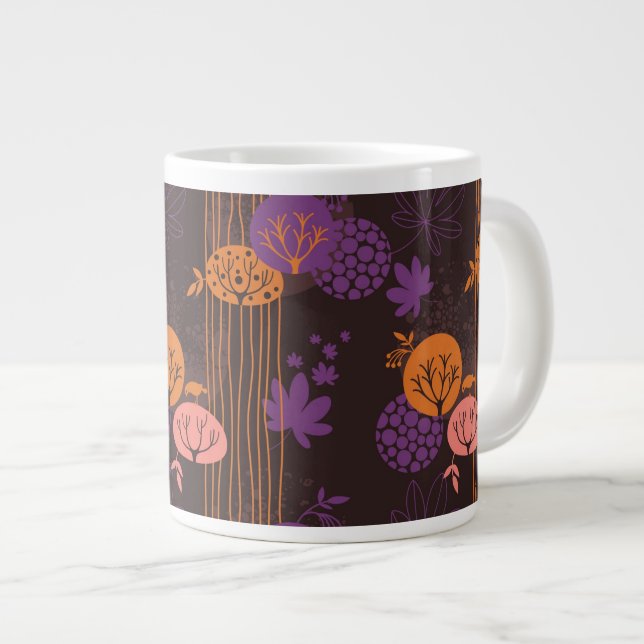 Caneca De Café Grande Padrão floral 2 3 (Frente Esquerda)