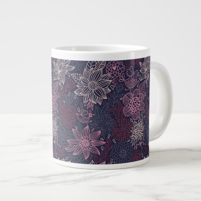 Caneca De Café Grande Padrão floral 4 2 (Frente Esquerda)