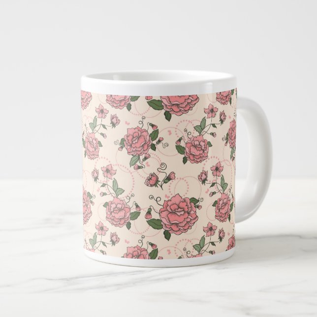 Caneca De Café Grande Padrão floral 5 (Frente Esquerda)