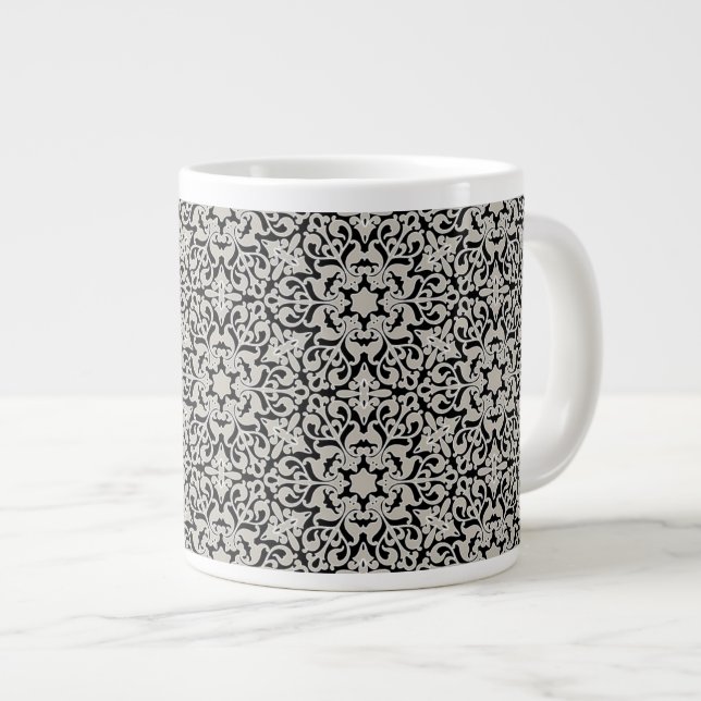 Caneca De Café Grande Padrão floral árabe (Frente Esquerda)