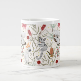 Caneca De Café Grande Padrão Floral Australiano Koalas Possum Cockatoos