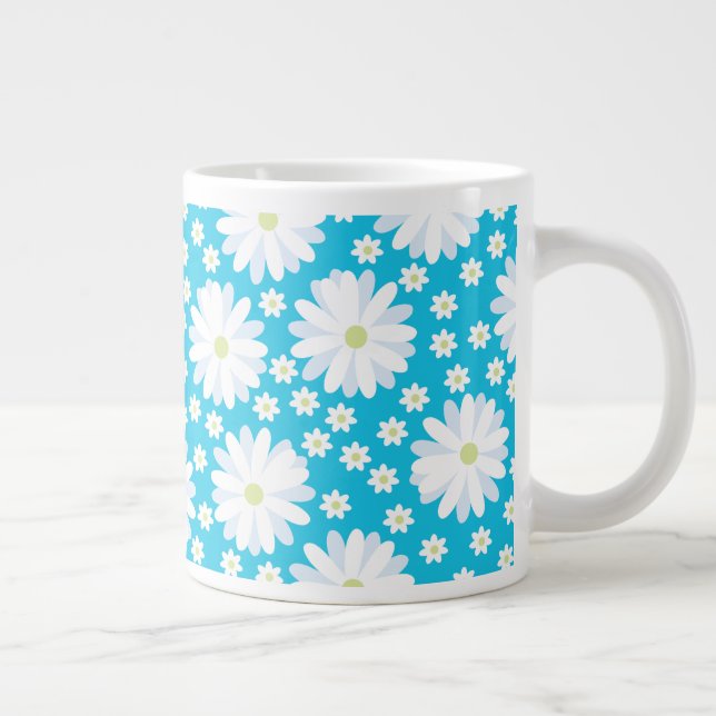 Caneca De Café Grande Padrão Floral Botânico das Disias Brancas Romântic (Direita)