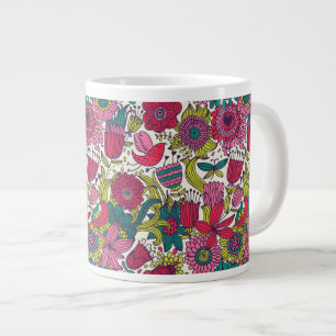 Caneca De Café Grande Padrão floral brilhante
