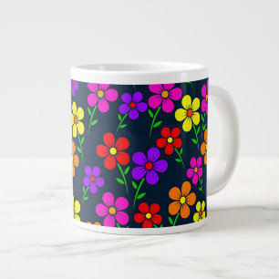 Caneca De Café Grande Padrão Floral Colorido