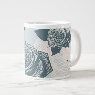 Caneca De Café Grande Padrão floral com rosa