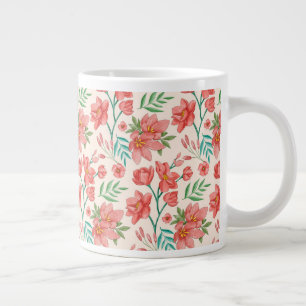 Caneca De Café Grande Padrão Floral De Aquarela Pintada À Mão- 54098