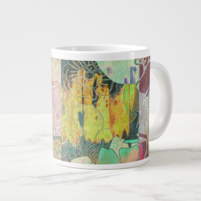 Caneca De Café Grande Padrão floral de arte (Frente Esquerda)