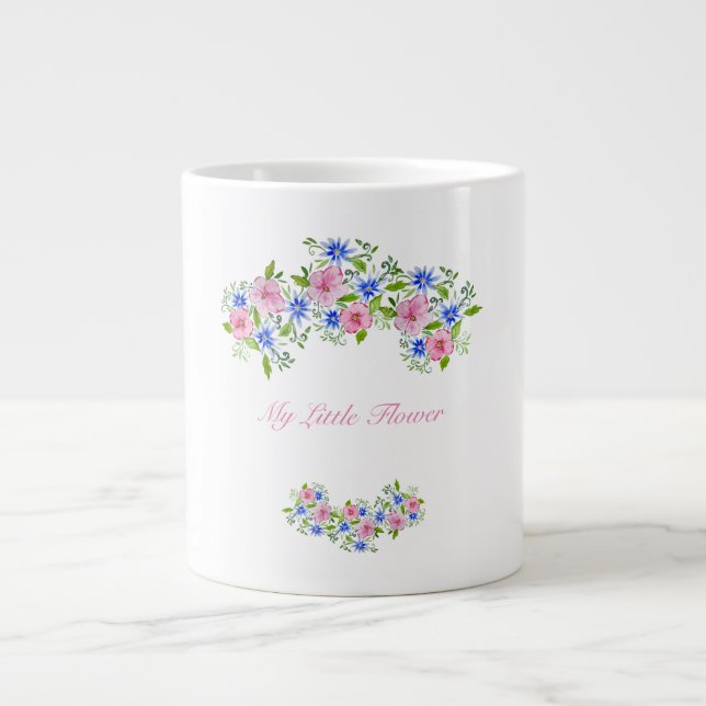 Caneca De Café Grande Padrão floral de Elegance primavera (Frente)
