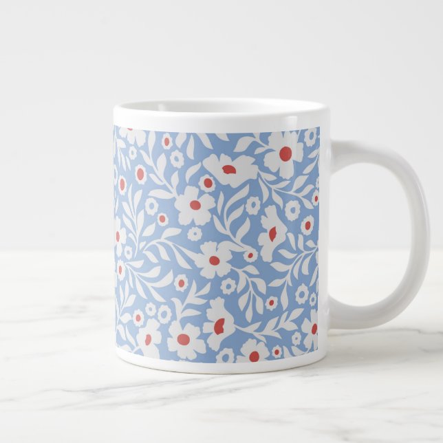 Caneca De Café Grande Padrão Floral do Woodblock (Direita)