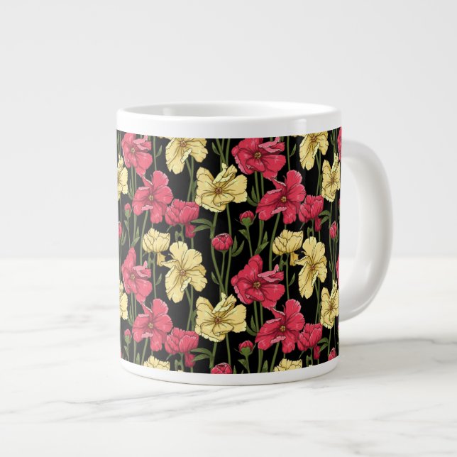 Caneca De Café Grande Padrão floral elegante 2 (Frente Esquerda)