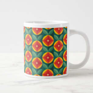 Caneca De Café Grande Padrão Floral Laranja Moderno do meio século