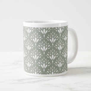 Caneca De Café Grande Padrão Floral Minimalista Verde Salvia