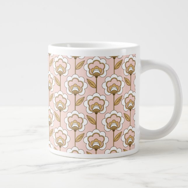 Caneca De Café Grande Padrão Floral Moderno do Médio Século (Direita)