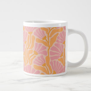 Caneca De Café Grande Padrão Floral Moderno do meio século
