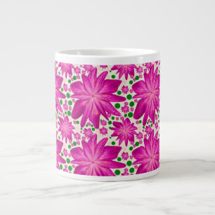Caneca De Café Grande Padrão Floral Sem Costura Rosa Quente