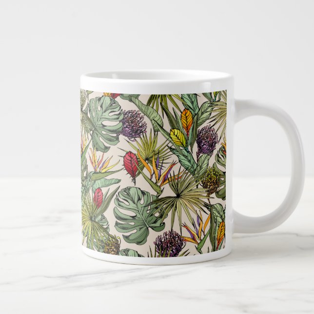 Caneca De Café Grande Padrão Floral Tropical (Direita)