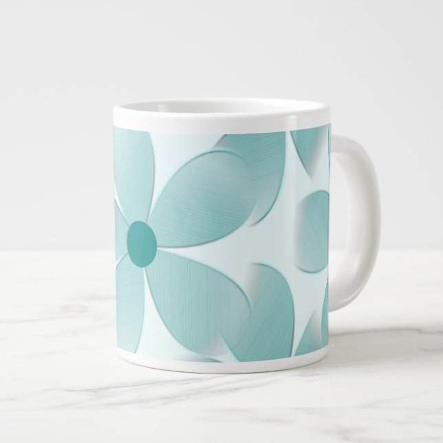 Caneca De Café Grande Padrão floral verde. (Frente Esquerda)