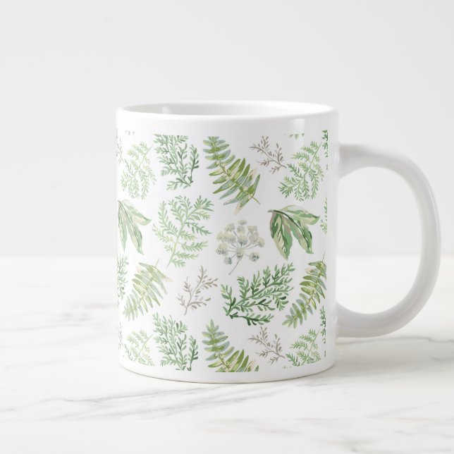 Caneca De Café Grande Padrão Florestal Verde (Direita)