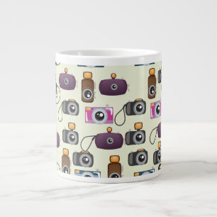 Caneca De Café Grande Padrão Fofo de Câmeras