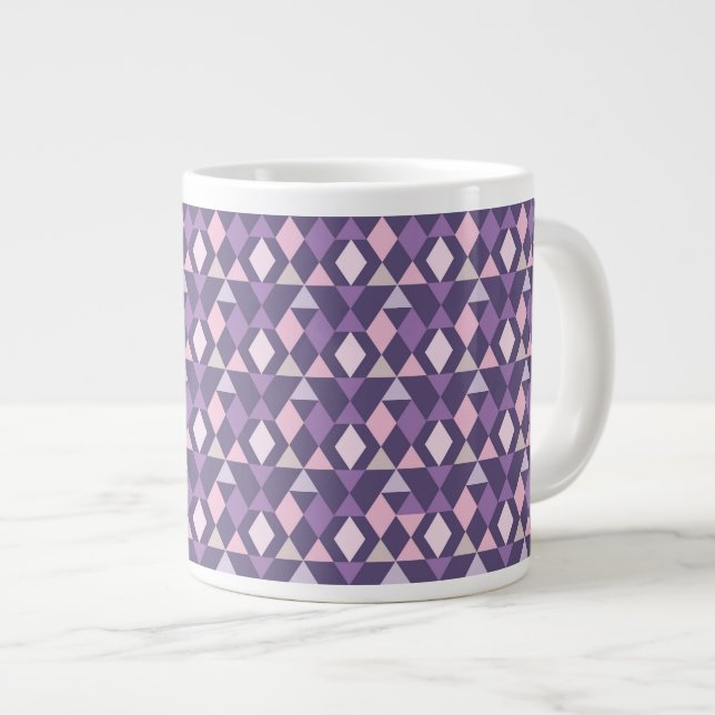 Caneca De Café Grande Padrão Geométrico Árabe Roxo (Frente Esquerda)
