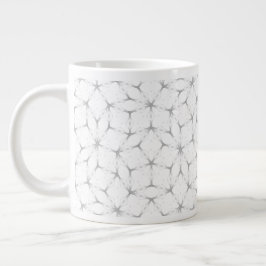 Caneca De Café Grande Padrão geométrico branco e prata