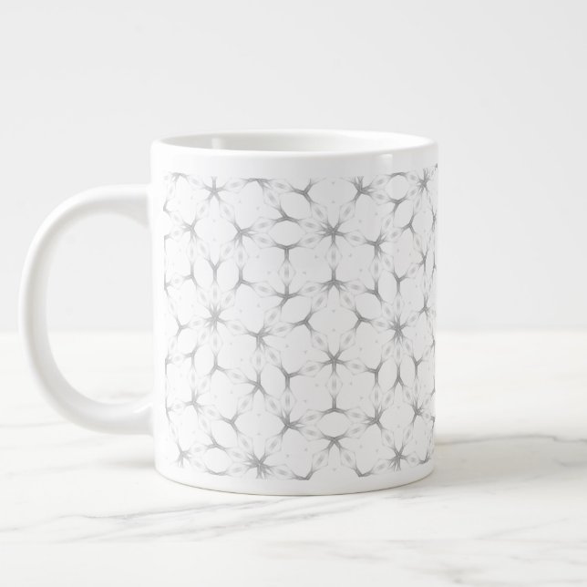 Caneca De Café Grande Padrão geométrico branco e prata (Esquerda)