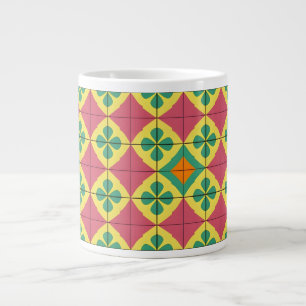 Caneca De Café Grande Padrão Geométrico Colorido com Azulejo Simétrico