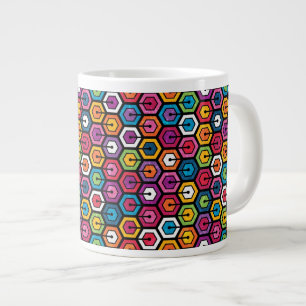 Caneca De Café Grande Padrão geométrico colorido com hexágonos