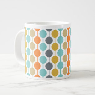 Caneca De Café Grande Padrão Geométrico de Círculos Retro Moderno de Mea