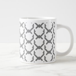 Caneca De Café Grande Padrão Geométrico de Cordões de Cinza de Tamanho D