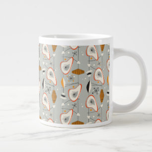 Caneca De Café Grande Padrão Geométrico de Teal e Azul