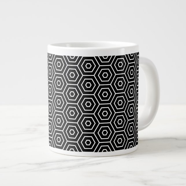 Caneca De Café Grande Padrão geométrico de textura dos hexágonos (Frente Esquerda)