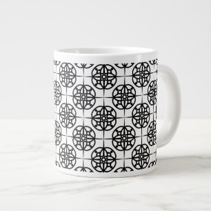 Caneca De Café Grande Padrão Geométrico do Classy Retro Vibe
