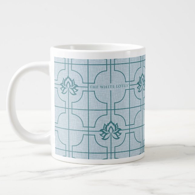 Caneca De Café Grande Padrão Geométrico Lotus Grid - O Lotus Branco (Esquerda)